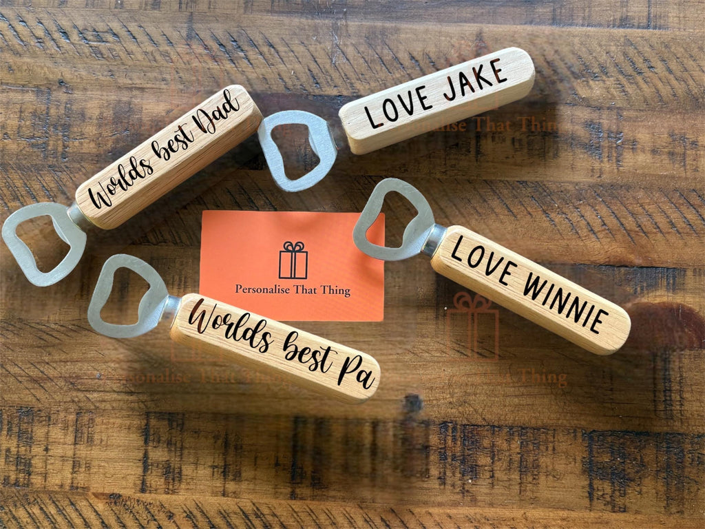 World best personalised children’s name wooden bottle opener