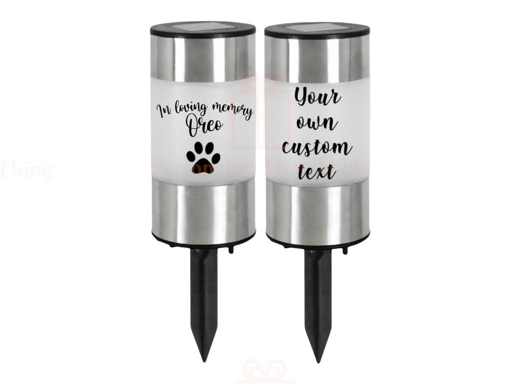 Memorial in memory of garden / grave silver pet paw print solar light