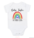 Rainbow baby personalised date pregnancy announcement baby bodysuit outfit