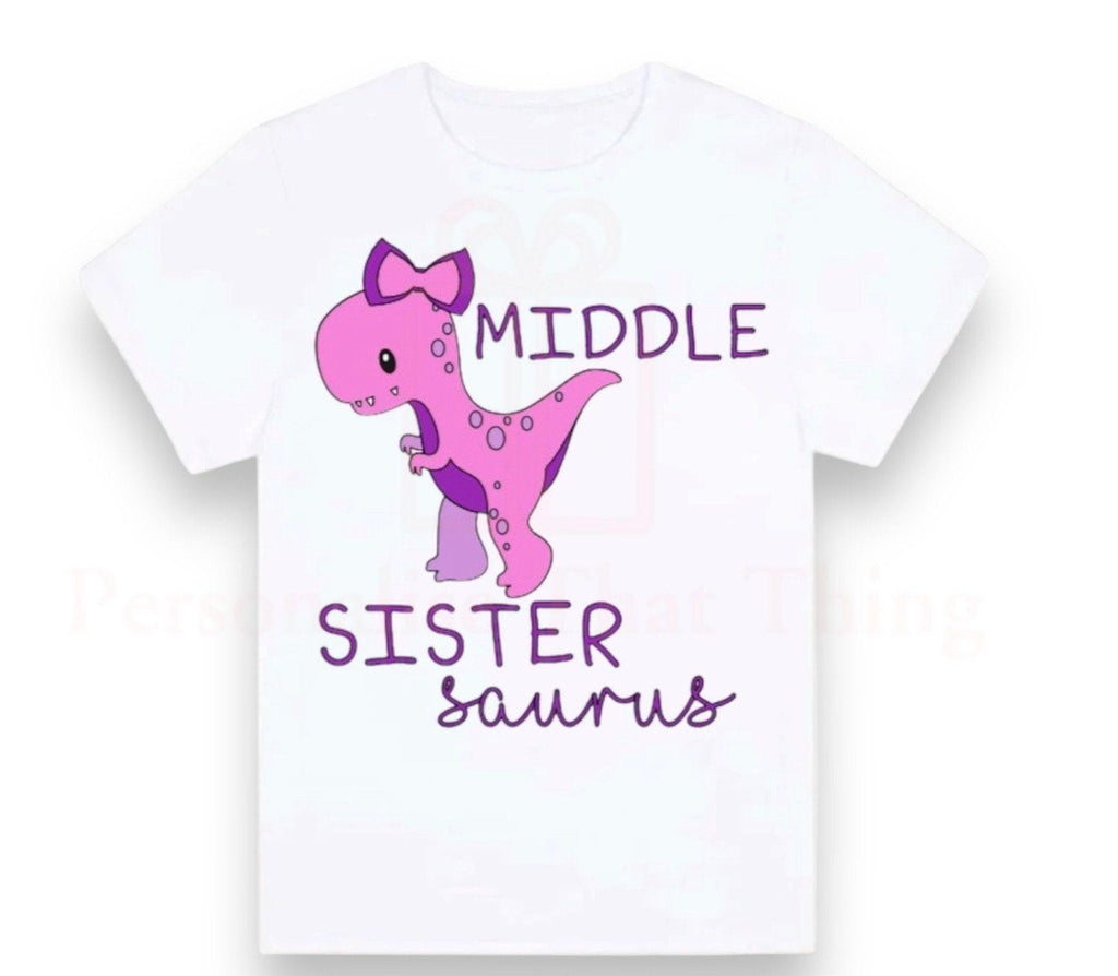 Dinosaur big / middle / little sister sistersaurus announcement Tshirt / baby onesie