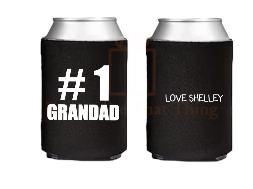 Number 1 grandad personalised childrens name stubby beer holders