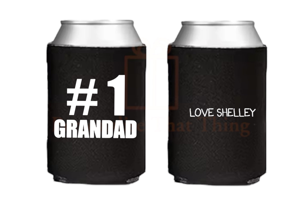 Number 1 grandad personalised childrens name stubby beer holders