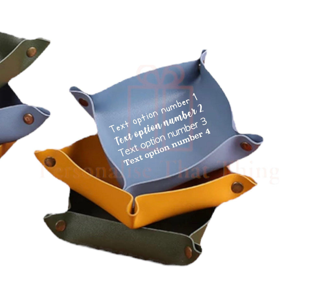 Desktop tidy / key tray / bedside table organiser - personalised custom faux leather