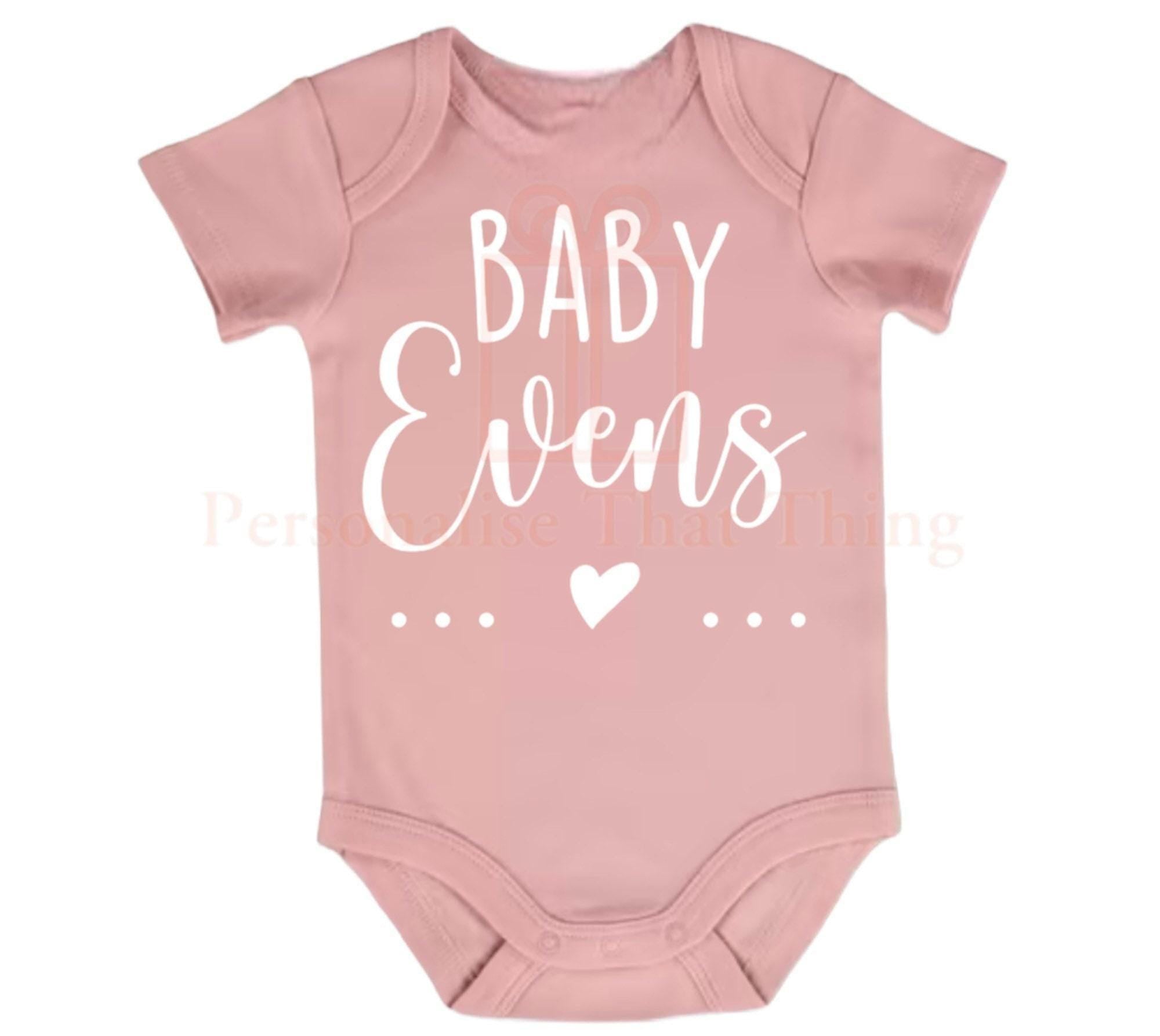 Baby surname pregnancy announcement heart baby bodysuit outfit