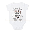 Newborn personalised surname & month baby pregnancy announcement outfit