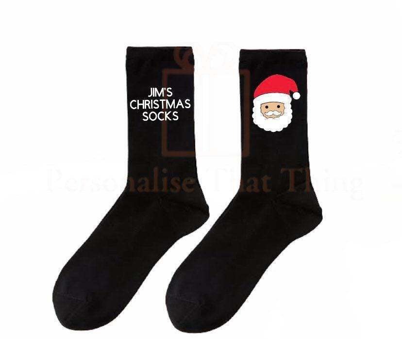 Santa Christmas personalised custom name socks