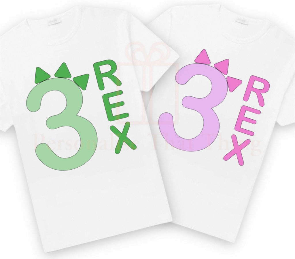 Dinosaur personalised matching family birthday 3 REX third birthday tshirts