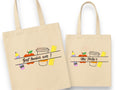Teachers gift pencil apple coffee ruler custom name natural canvas tote shopping book bag
