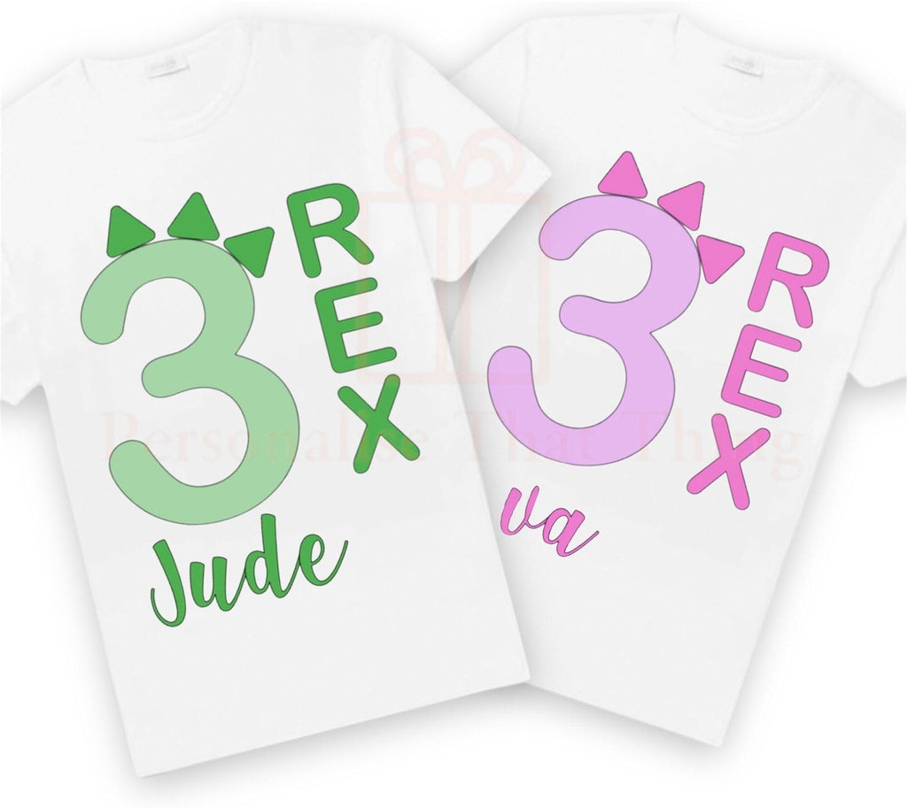 Dinosaur personalised matching family birthday 3 REX third birthday tshirts