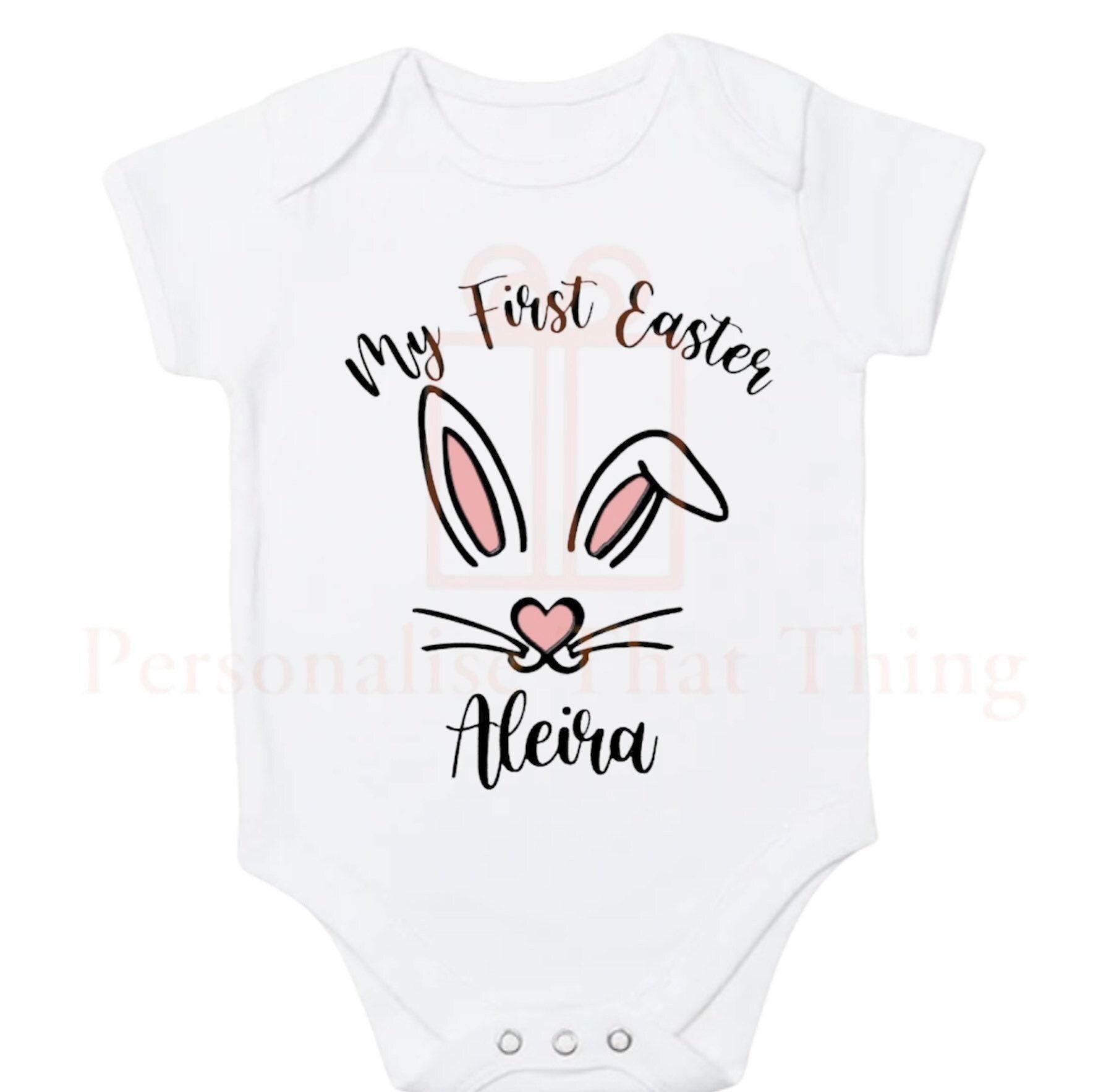 My first Easter - personalised name bunny nose & ears baby onesie