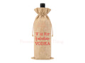 V is for valentines vodka burlap alcohol gift drawstring bag