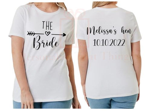 Bride tribe personalised matching hen night tshirt