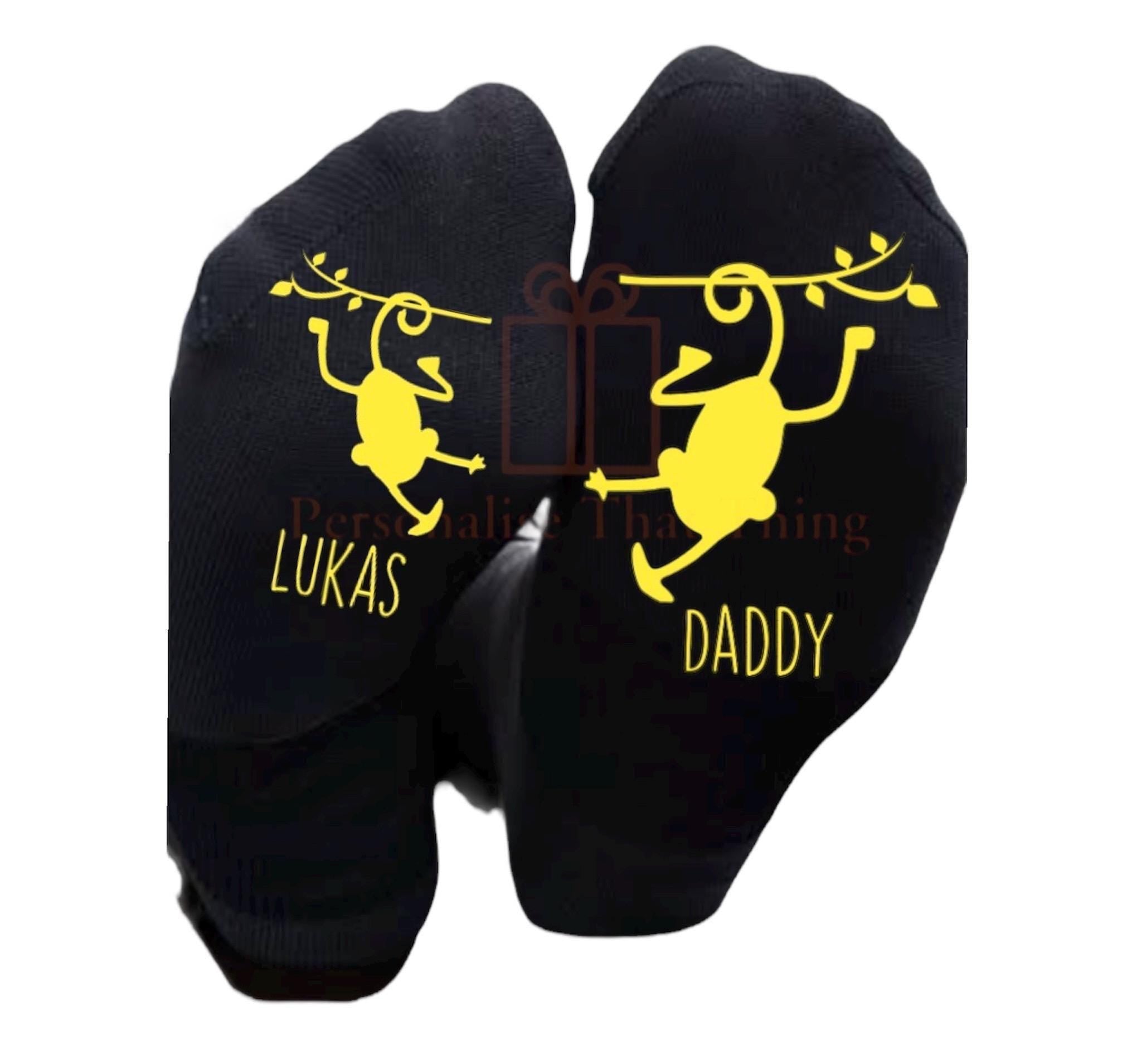 Monkey custom daddy and Childs name socks