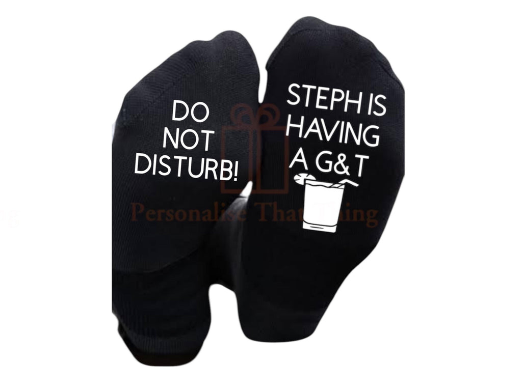 having a Gin & tonic do not disturb custom name printed women’s socks