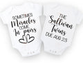 Twins miracles come in pairs 2 baby personalised pregnancy announcement onesies