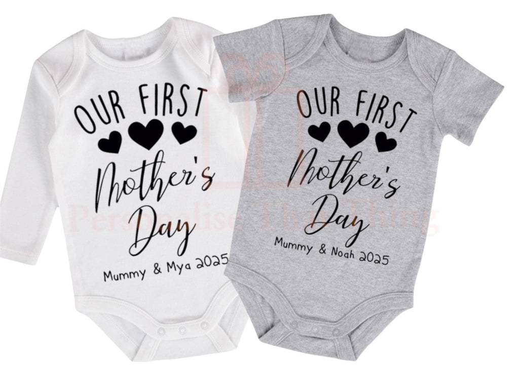 Our first Mother’s Day personalised mummy & baby name bodysuit outfit