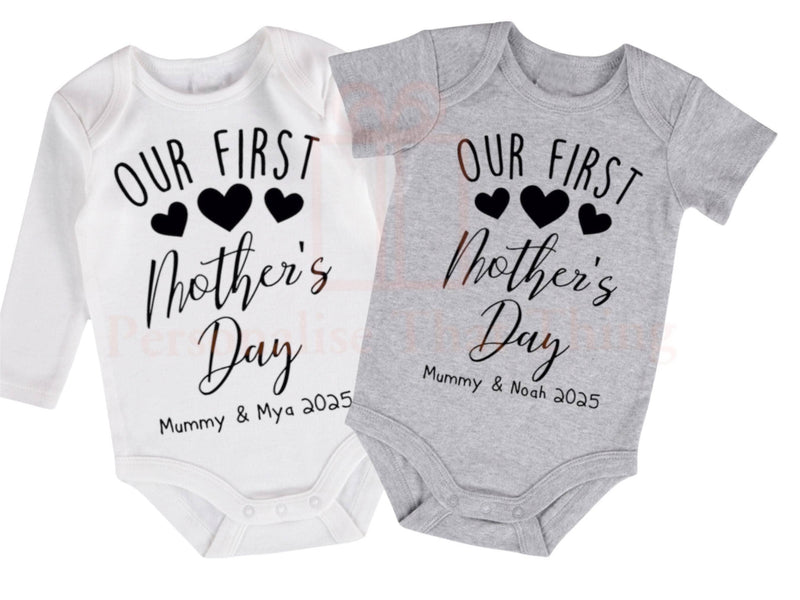 Our first Mother’s Day personalised mummy & baby name bodysuit outfit