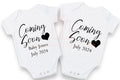 Coming soon personalised name pregnancy announcement baby bodysuit