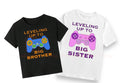Leveling up to Big Brother / Sister gaming controller pregnancy announcement Tshirt / baby onesie