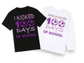 I kicked 100 days of school personalised name football tshirt