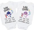 Baby shark personalised pregnancy announcement baby bodysuit